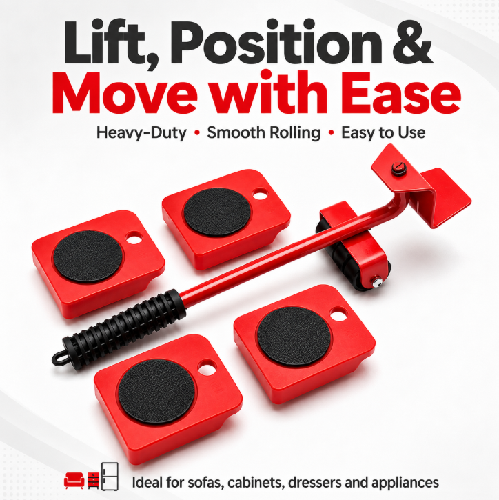 Heavy Duty Furniture Moving Tool – 360° Rolling Wheels Lifter for Easy Moving of Heavy Furniture & Appliances