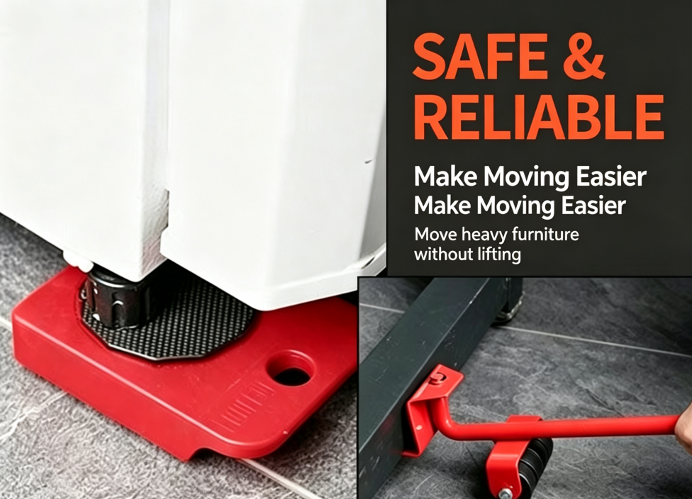 Heavy Duty Furniture Moving Tool – 360° Rolling Wheels Lifter for Easy Moving of Heavy Furniture & Appliances