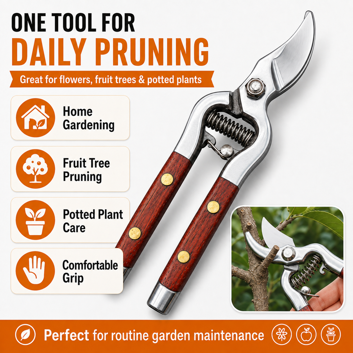 Professional High-Carbon Steel Pruning Shears – Sharp, Effortless Cuts Every Time