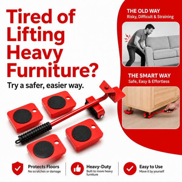 Heavy Duty Furniture Moving Tool – 360° Rolling Wheels Lifter for Easy Moving of Heavy Furniture & Appliances
